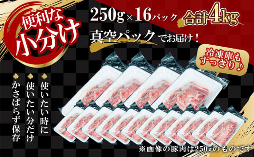 【農場直送】真空パック　北海道産　北島ワインポーク　しゃぶしゃぶ用ロース 4kg 【小分け】