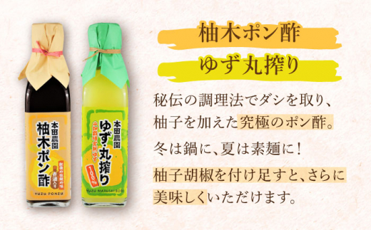 【全6回定期便】柚木ポン酢 200ml 2本 柚子丸搾り 200ml 1本 柚子 ゆず ポン酢 ゆずポン酢 ゆずポン 調味料 熊本 山都町【本田農園】[YDL032]