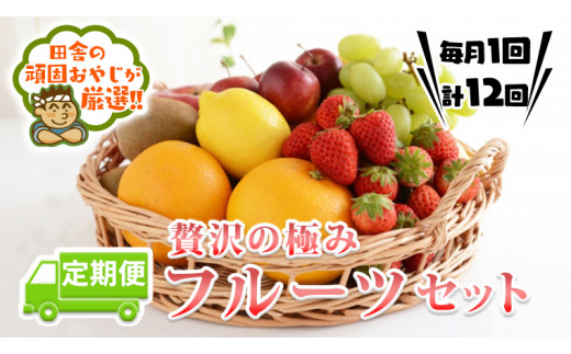 【定期便】 贅沢の極み フルーツセット 【毎月1回1年コース（計12回）】田舎の頑固おやじが厳選！ 茨城県 県産 つくばみらい市 人気 厳選 定期便 定期 果物 くだもの 旬 旬の果物 旬のフルーツ 上級品 極上 贅沢 極み フルーツ フルーツセット ギフト プレゼント 贈り物 お歳暮 御歳暮 お中元 御中元 冷蔵