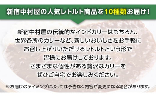 新宿 中村屋 レトルト カリー 食べ比べ セット 10種 13個入 人気 詰合せ 洋食 時短 カレー インドカレー ビーフ キーマ チキン バター チキン ハヤシ ベジタブル 野菜 長期保存 災害用 保存食