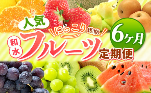 【 定期便 6回 】 2か月毎 ニッコリ 堪能 ！ 人気 フルーツ ご家庭用  熊本県なごみ町 | 熊本県 熊本 くまもと 和水町 なごみ フルーツ 果物 いちご みかん 不知火 スイカ メロン イエローキング 肥後グリーン キウイ ぶどう シャインマスカット 梨 柿 厳選 旬 定期 定期便