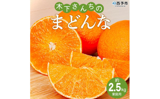 紅まどんなと同品種！＜木下さんちのまどんな 約2.5kg 家庭用＞ 柑橘類 みかん ミカン 果物 くだもの フルーツ 不揃い 愛媛果試第28号 特産品 マドンナ 木下農園 西宇和 愛媛県 西予市【常温】