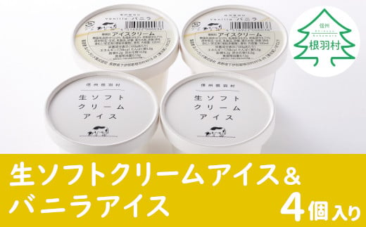 生ソフトクリームアイス＆バニラアイスクリーム お試し4個セット 4000円