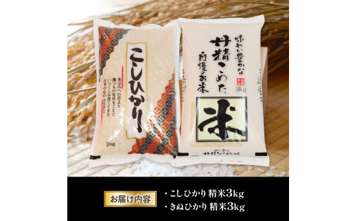 白米 食べ比べ セット 2種 6kg ( 3kg × 2袋 ) こしひかり きぬひかり 令和5年産 国産 滋賀県産 近江米 農家直送 産地直送 コシヒカリ キヌヒカリ 食べくらべ たべくらべ おいしい 精米 米 お米 おこめ コメ 御飯 ご飯 ごはん