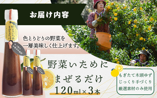 野菜いためにまぜるだけ 120ml 3本【徳島 那賀 木頭柚子 ゆず ユズ 柚子 ソース しょう油 醤油 にんにく 野菜 野菜炒め お肉 おかず 万能調味料 調味料ギフト 調味料 手作り まぜるだけ 主婦の味方 プレゼント ギフト 贈物】YA-6