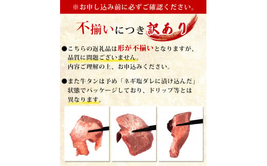 【令和7年3月出荷】ネギ塩タレ漬け牛タン（厚切り）500g