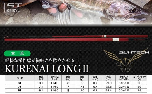 【日本製・渓流竿】KURENAI LONGⅡ 71（165-9）