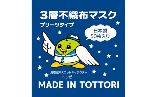 【72005】鳥取県岩美町産　不織布マスク５０枚入り×２箱（1００枚）