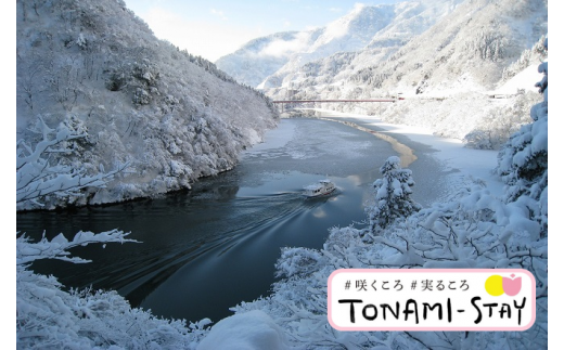 新緑、紅葉、そして神秘的な雪景色。「庄川遊覧船」で四季折々の絶景が楽しめます。温泉もありますよ～