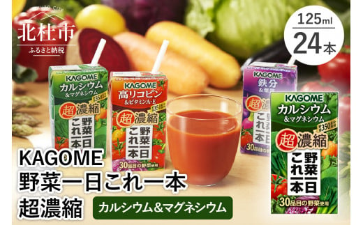 カゴメ 野菜一日これ一本 超濃縮 カルシウム＆マグネシウム 125ml 紙パック 24本入 （野菜ジュース）