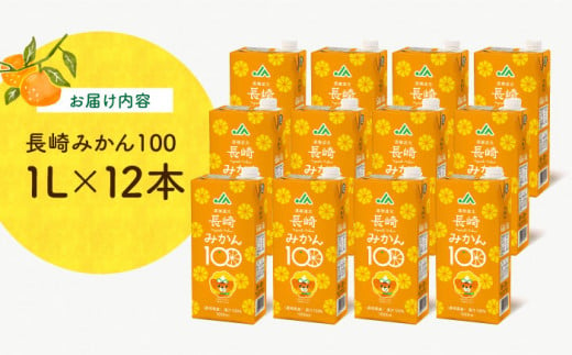 長崎みかん100 1L×12本 長崎県/長崎県農協直販 [42ZZAA035] 飲み物 ミカンジュース 果汁100 100％ジュース みかん ジュース 大容量 パック 飲料 1L 国産 オレンジジュース おれんじ