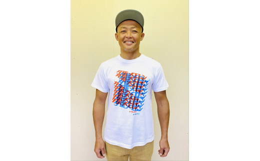 夕張市農協公認　夕張メロンTシャツ～未知との遭遇シリーズ～【文字ロゴ千鳥格子Tシャツ】（Sサイズ） C11