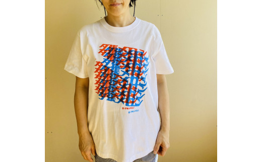 夕張市農協公認　夕張メロンTシャツ～未知との遭遇シリーズ～【文字ロゴ千鳥格子Tシャツ】（Sサイズ） C11