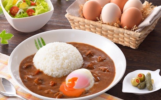 親鳥の深い味わいのある鶏肉で、卵によく合うカレーを作りました。