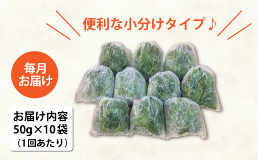 【全6回定期便】 冷凍 生あおさ 50g×10袋 計500g / 海藻 ヒトエグサ 海産物 上五島