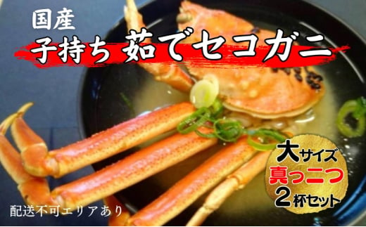 蟹 国産 子持ち 茹で セコガニ 大サイズ 真っ二つ 2杯セット(冷凍) カニ 手軽 簡単調理 時短 [№5716-0616]