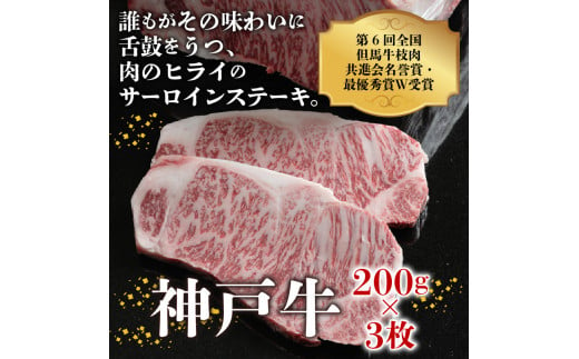 ★選べる配送月★[12月発送]神戸牛サーロインステーキ(200g×3枚)《 肉 牛肉 牛 神戸牛 国産牛  サーロイン ステーキ 》【2407A00117-00】