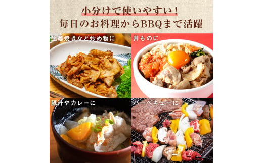 【4月発送】6回 定期便 豚 鶏肉 小分け お料理 セット 計10.8kg [甲斐精肉店 宮崎県 美郷町 31as0066-4gatsu] 肉 毎月 お届け 冷凍 宮崎県産 国産 若鶏 鳥 切落し ロース 生姜焼き とんかつ ひき肉 ミンチ もも カット バラ スライス 薄切り カレー