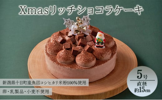 Xmasリッチショコラケーキ 5号 直径約15cm アレルギー対応 特定原材料不使用 クリスマスケーキ チョコレートケーキ チョコケーキ ホール ケーキ お菓子 菓子 洋菓子 デザート スイーツ 新潟 新潟県 十日町市 十日町すこやかファクトリー