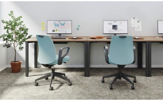 Mea4_コクヨチェアー　エルア(ライトオリーブ・本体黒)／肘つき／フローリング用（Vキャスター）　／在宅ワーク・テレワークにお勧めの椅子