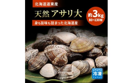 北海道道東産天然アサリ 大 3kg(80～130粒) 冷凍便【1424012】