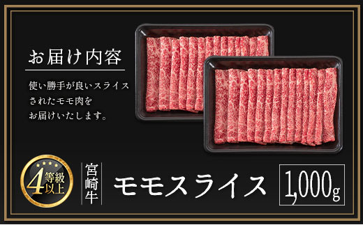 ＜配送月が選べる!!＞数量限定  宮崎牛 モモスライス 1,000g 肉質等級4等級 国産 人気 おすすめ 2025年2月お届け【C437-S-2502】