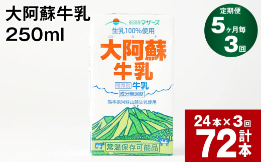 【5ヶ月毎3回定期便】大阿蘇牛乳 250ml 計72本（24本×3回） 計18L