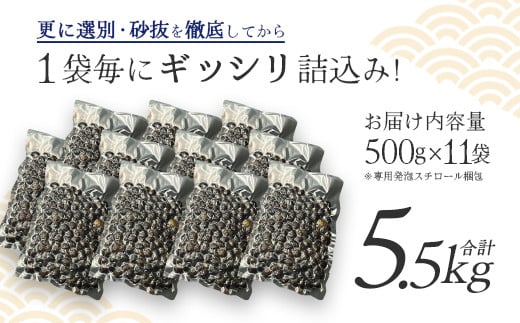 砂抜き済みで手間いらず！冷凍・小川原湖産大和しじみ5.5kg（500g×11袋）　【02408-0030】