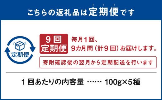 【9ヶ月定期便】世界のコーヒー豆詰め合わせ 500g(100g×5種)