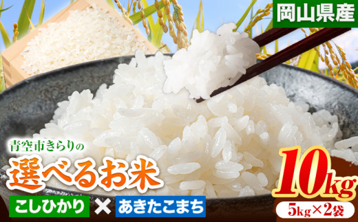 166. 令和6年産 青空市きらりの 選べるお米 10kg 岡山県産 食べ比べ こしひかり×あきたこまち 青空市きらり《30日以内に出荷予定(土日祝除く)》岡山県 矢掛町 白米 精米 米 コメ