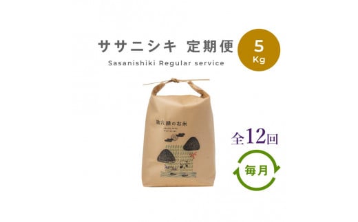 【定期便12回】 無肥料 無農薬 の ササニシキ 白米 精米 5kg 勘六縁 の お米 / 令和6年産  新米 【栽培期間中農薬不使用】