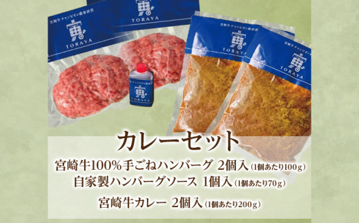 九州産黒毛和牛100％ 手ごねハンバーグ&ビーフカレー 計4個セット 自家製ハンバーグソース付き 惣菜 晩御飯 晩ご飯 晩飯 夕飯 夜ご飯 夜食 たれ 煮込み ビーフ 宮崎牛