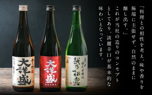 【定番酒晩酌セット】大洋盛セットG 720ml×3本 日本酒飲み比べセット 淡麗辛口 四合瓶 大洋酒造  [A4177]