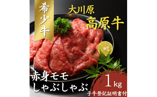 [№5852-0380]大川原高原牛　赤身モモしゃぶしゃぶ　1kg ［和牛 希少 佐那河内 さなごうち 大川原高原 牛肉 鍋  赤身 もも肉 贅沢 あっさり 冷しゃぶ サラダ 牛丼 弁当 レシピ 冷凍 ギフト 贈答］