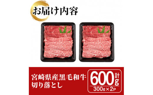 宮崎県産黒毛和牛切り落とし(600g・300g×2P) モモ カタ バラ 国産 牛肉 こま肉 精肉 宮崎県産牛 お肉 黒毛和牛 おにく お取り寄せ【SJ009】【日本ハムマーケティング株式会社】