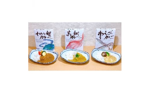 ＜武豊町×半田市共通返礼品＞三種のカレーを食べ比べ!「海の幸　三種食べ比べ」(3個セット×2)【1255890】