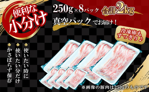 【農場直送】真空パック　北海道産　北島ワインポーク　しゃぶしゃぶ用バラ 2kg【小分け】　