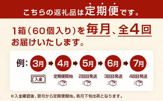 ◇＜定期便・全4回＞「一口餃子の大明神」一口餃子セット 1箱（60個入り） 毎月お届け