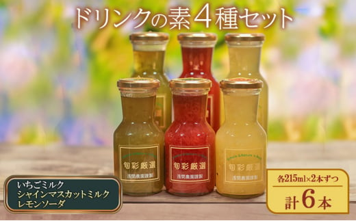 ドリンクの素3種セット（いちごミルクの素、シャインマスカットミルクの素、レモンソーダの素）各215ml×2本ずつ 計6本 牛乳 炭酸飲料 国産フルーツ デザート ジュース おやつ[№5915-1423]