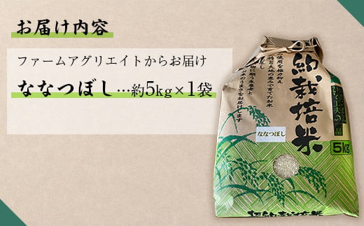 【新米】令和6年産米 ファームアグリエイトのななつぼし　約5kg×1袋 【 ふるさと納税 人気 おすすめ ランキング 北海道 壮瞥 新米 米 白米 特Aランク ななつぼし 甘い 贈り物 贈物 贈答 ギフト 大容量 詰合せ セット 北海道 壮瞥町 送料無料 】 SBTB001