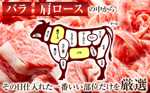 【全3回定期便】【訳あり】【A4～A5】長崎和牛焼肉切り落とし(肩ロース・バラ）　500g【株式会社 MEAT PLUS】 [QBS039]