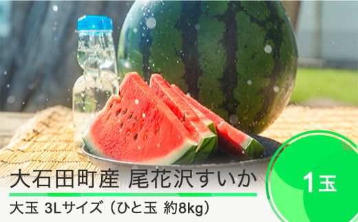 尾花沢すいか 大玉  3L×1玉 2024年産 令和6年産  すいか スイカ ja-suooa3