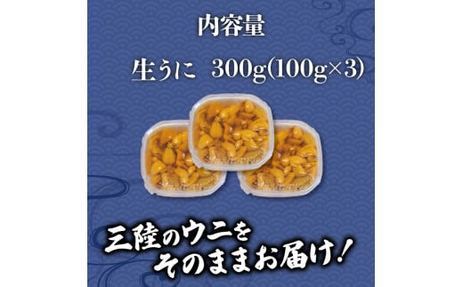 生ウニ 300g 岩手県産 冷蔵 無添加 ミョウバン不使用 ムラサキウニ 季節限定 生うに 生雲丹  天然 海鮮丼 寿司 ウニ丼 刺身