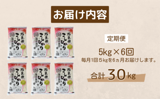 150260【令和6年産／お米定期便／6ヵ月】しまね川本 こしひかり 5kg (計30kg）