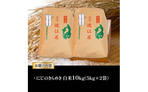 令和6年産 新米 白米 10㎏ にじのきらめき 5kg × 2袋 精米 近江米 ニジノキラメキ 国産 お米 米 おこめ ごはん ご飯 白飯 しろめし こめ ゴハン 御飯 滋賀県産 竜王 ふるさと ランキング 人気 おすすめ