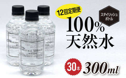 [2020H4]【12回定期便】南阿蘇村天然水300mlペットボトル×30本（スタイリッシュラベル）