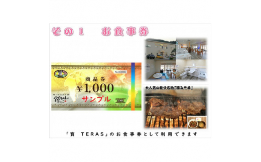 秩父名物料理店「寳　TERAS」商品券9,000円分＜お食事・お土産品・体験＞にも利用できます【1203003】