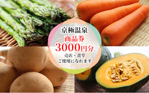 【京極温泉】商品券3,000円分（施設内 売店・食堂）