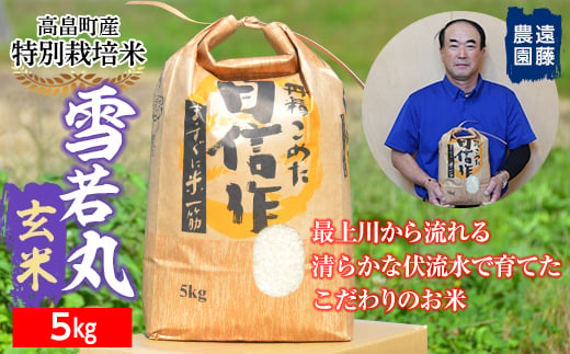 【遠藤農園】令和6年度 山形県高畠町産 特別栽培米 雪若丸 玄米 5kg(1袋) 米 お米 おこめ ごはん ブランド米 産地直送 農家直送 F21B-163