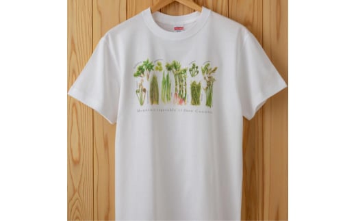 0337世界で唯一!着る山菜!!【山菜図鑑Tシャツ・白】綿100%　Mサイズ